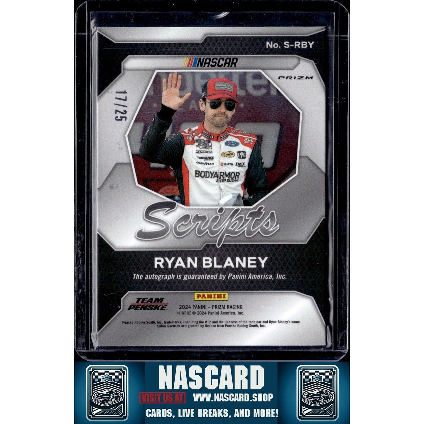 2024 Panini Prizm #S-RBY Ryan Blaney Scripts Mojo #/25