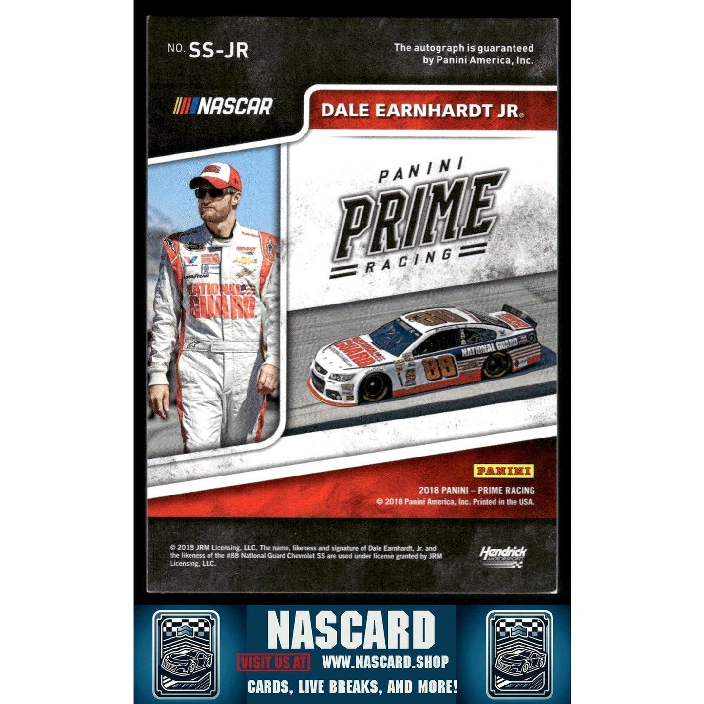 2018 Panini Prime #SS-JR Dale Earnhardt Jr Shadowbox Signatures Holo Gold #/10