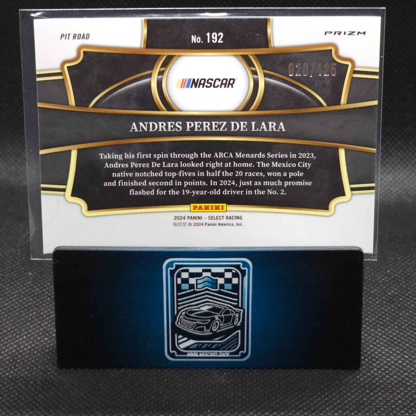 2024 Panini Select Racing Pit Road Maroon #192 Andres Perez De Lara RC 20/125