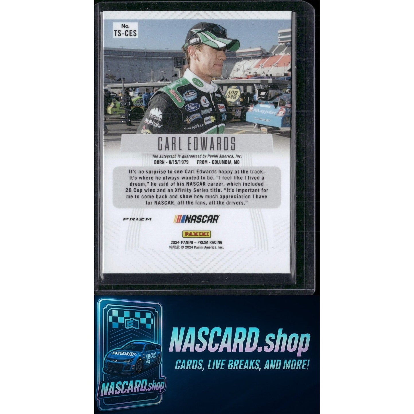 2024 Panini Prizm #TS-CES Carl Edwards Throwback Signatures Red #/35