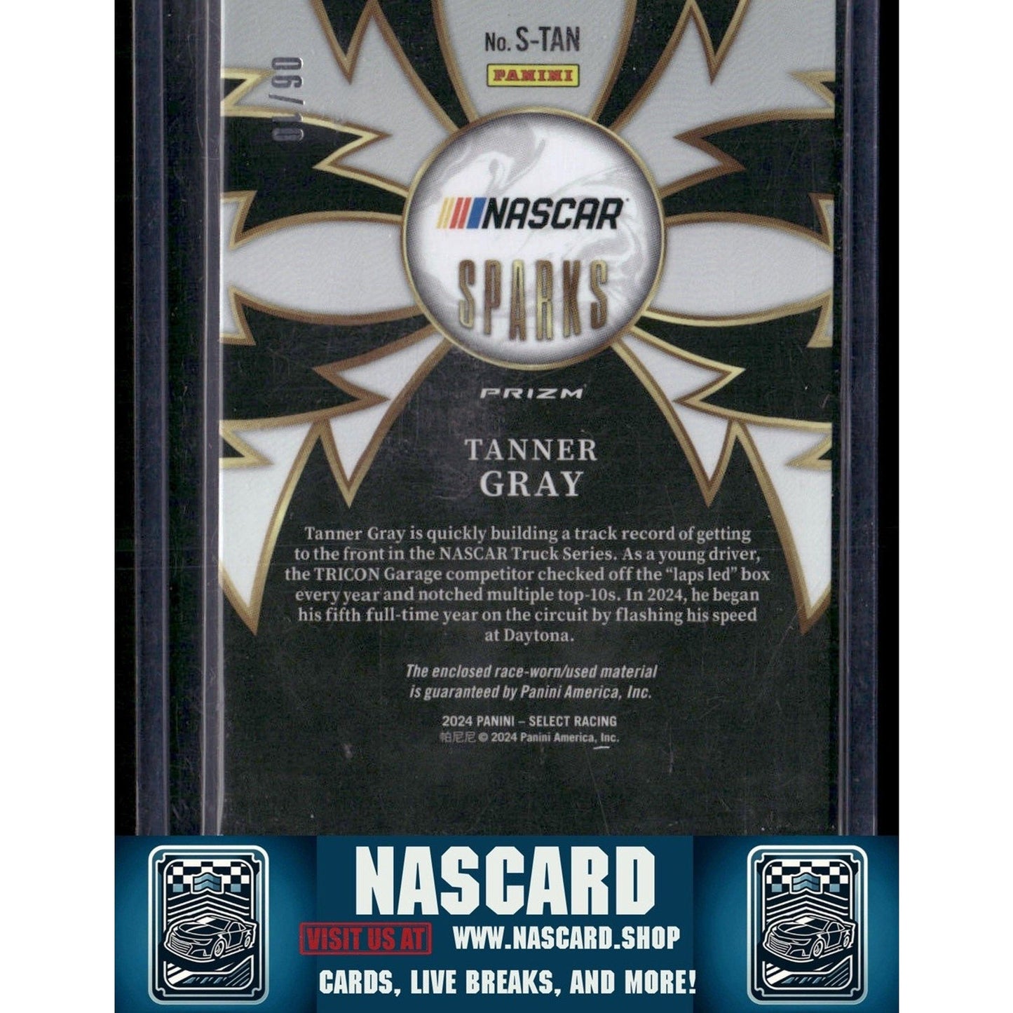 2024 Panini Select #S-TAN Tanner Gray Sparks Gold Prizms