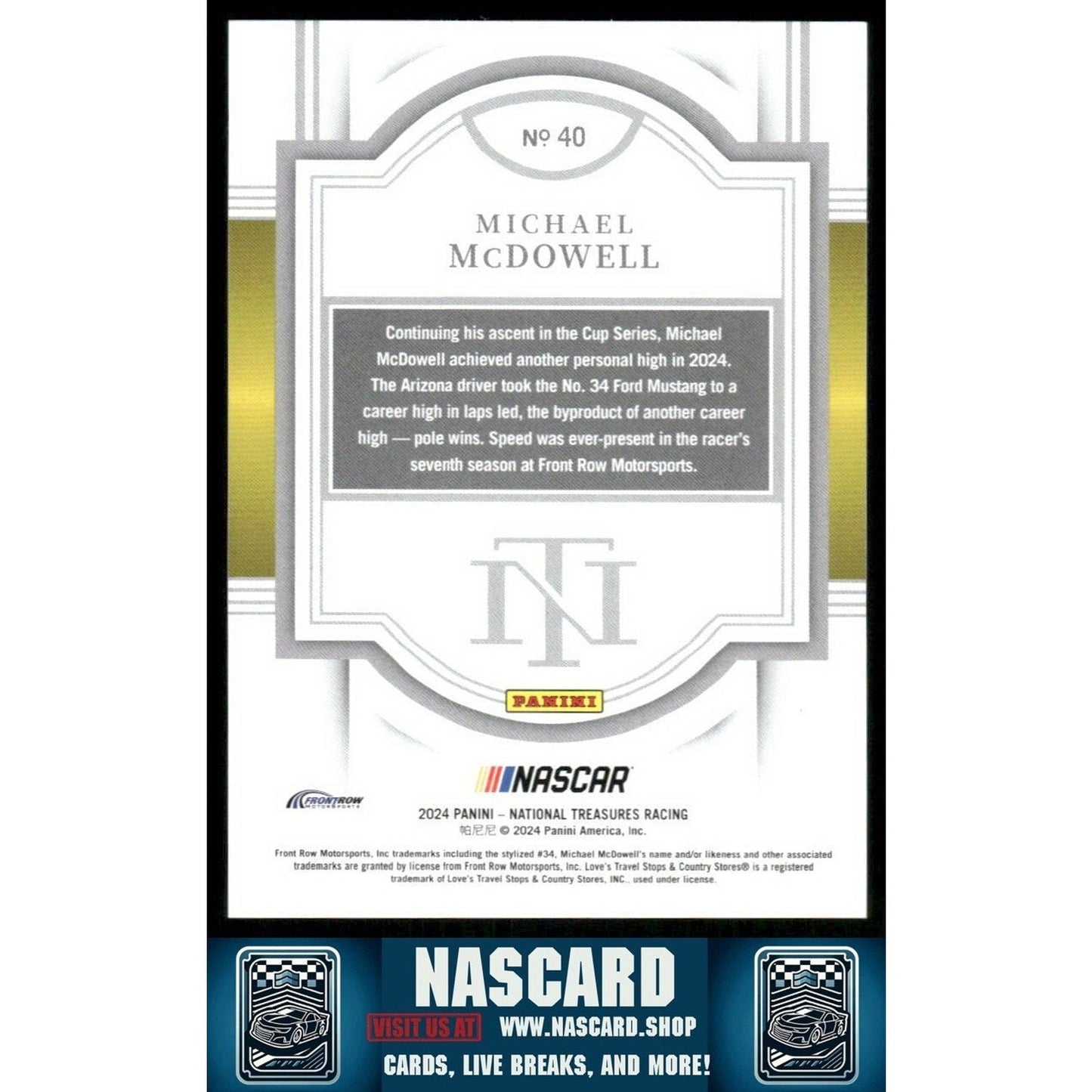 2024 Panini National Treasures - Holo Gold Michael McDowell #40 /10