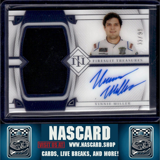 2024 National Treasures Vinnie Miller 2023 Firesuit Treasures Signatures #/99