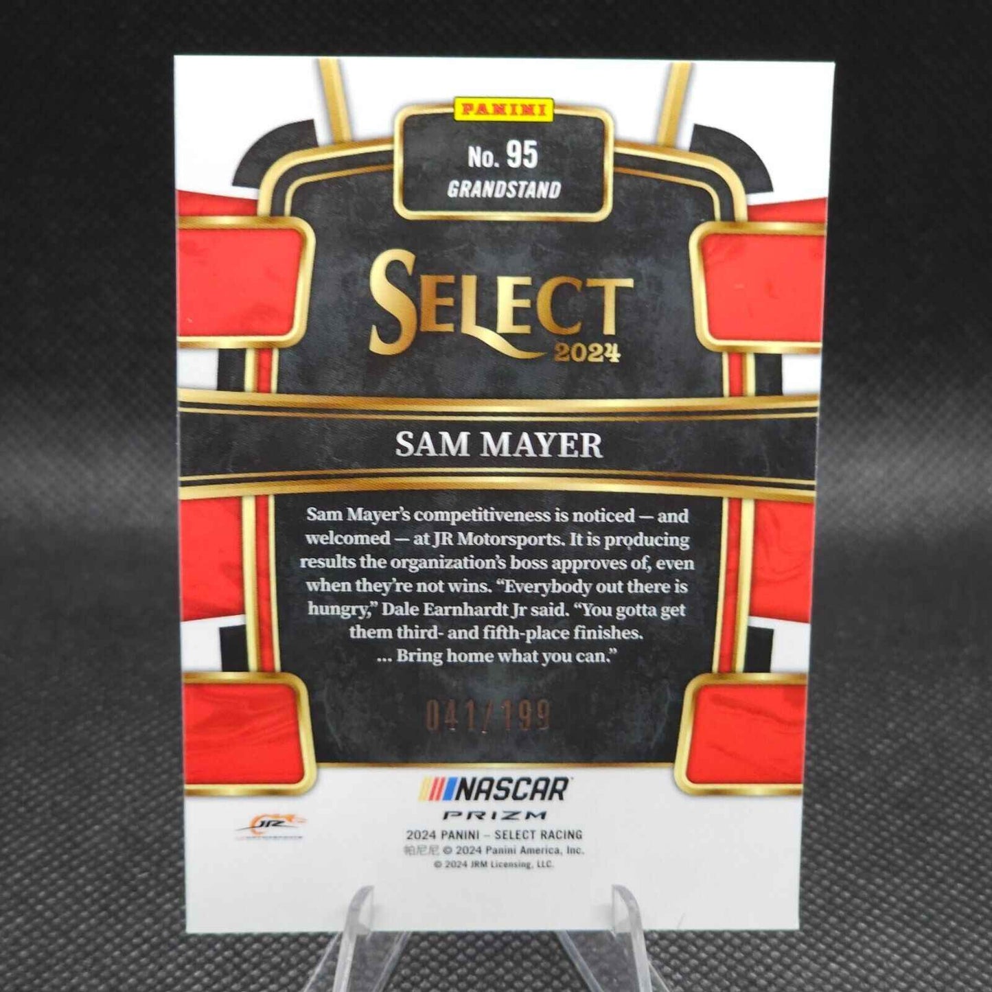 2024 Panini Select Racing Grandstand Light Blue Prizm #95 Sam Mayer 041/199