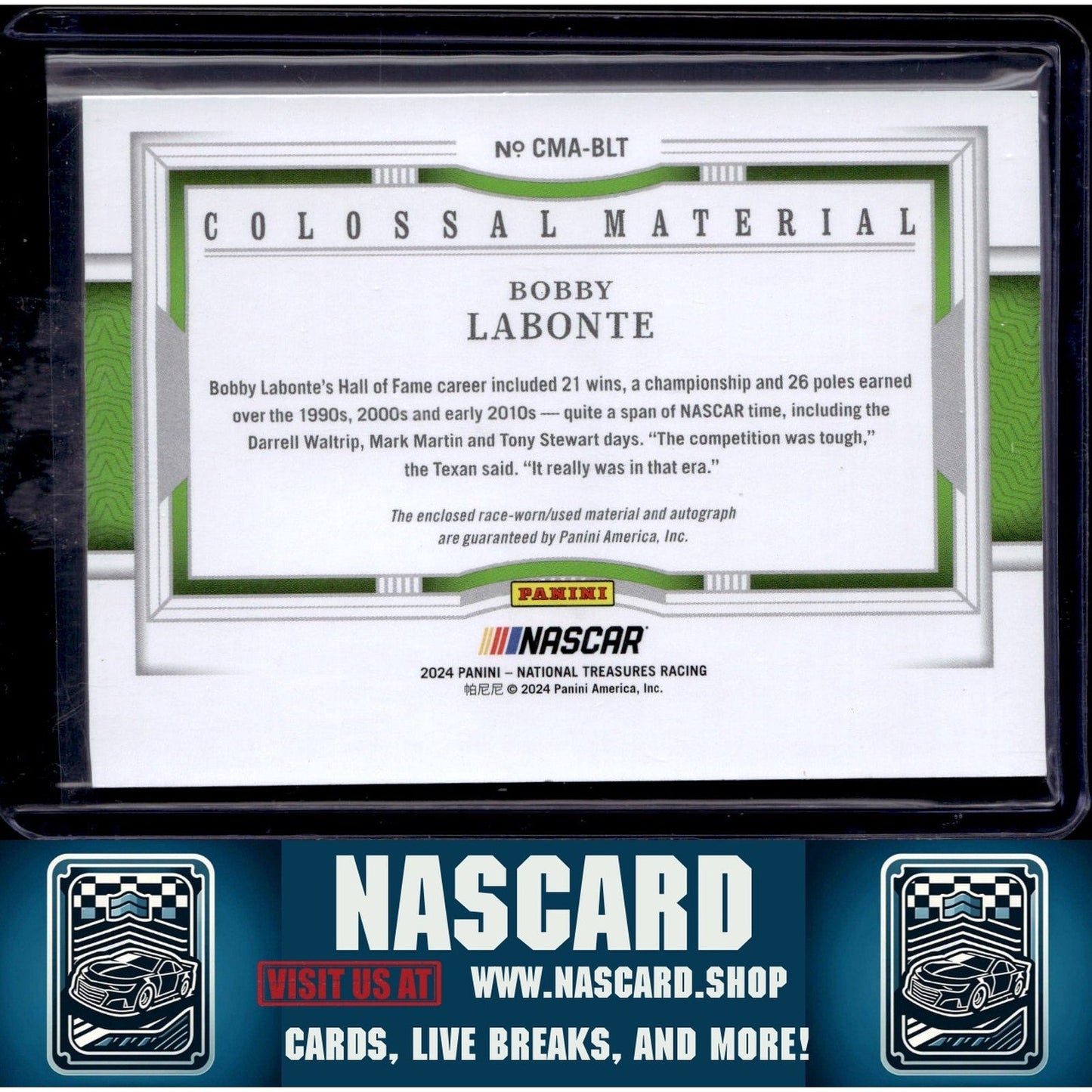 2024 Panini National Treasures Bobby Labonte Colossal Material Auto #/49