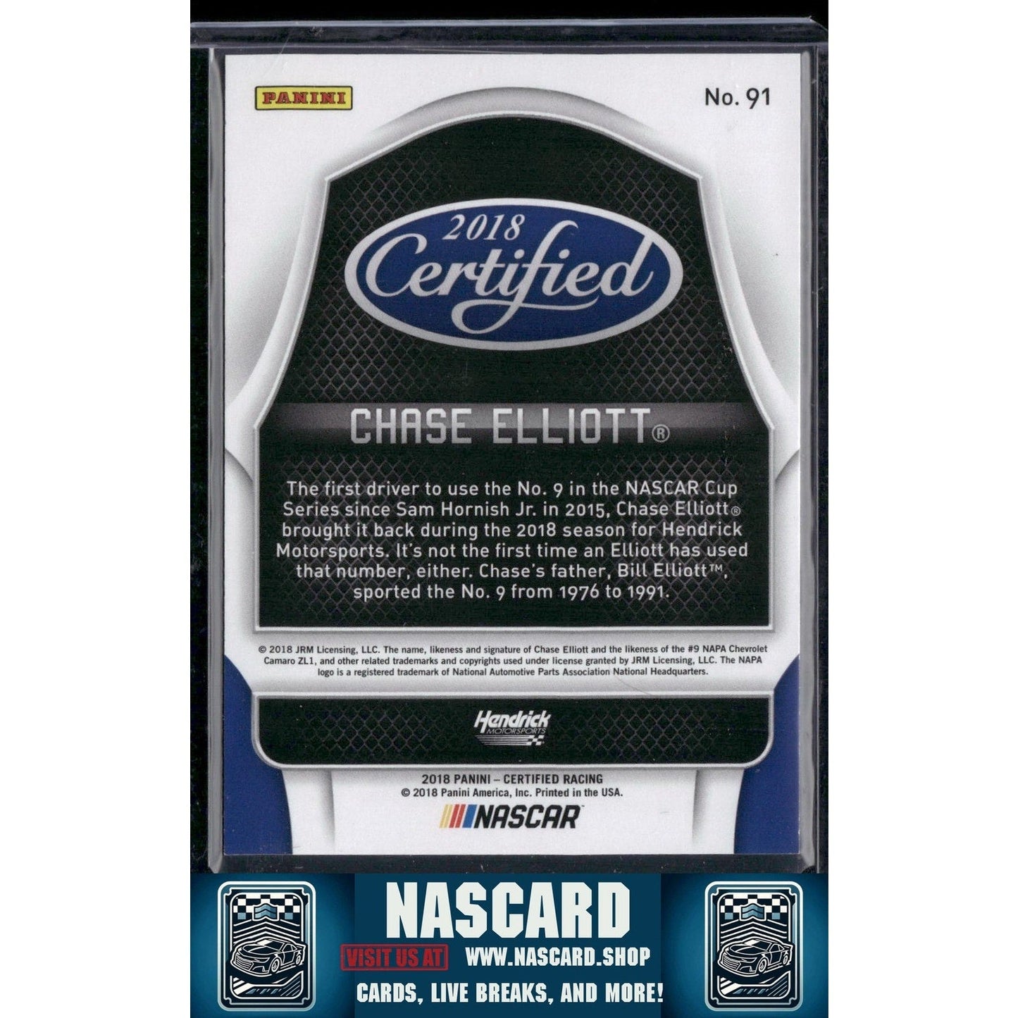 2018 Panini Certified #91 Chase Elliott Red #/199