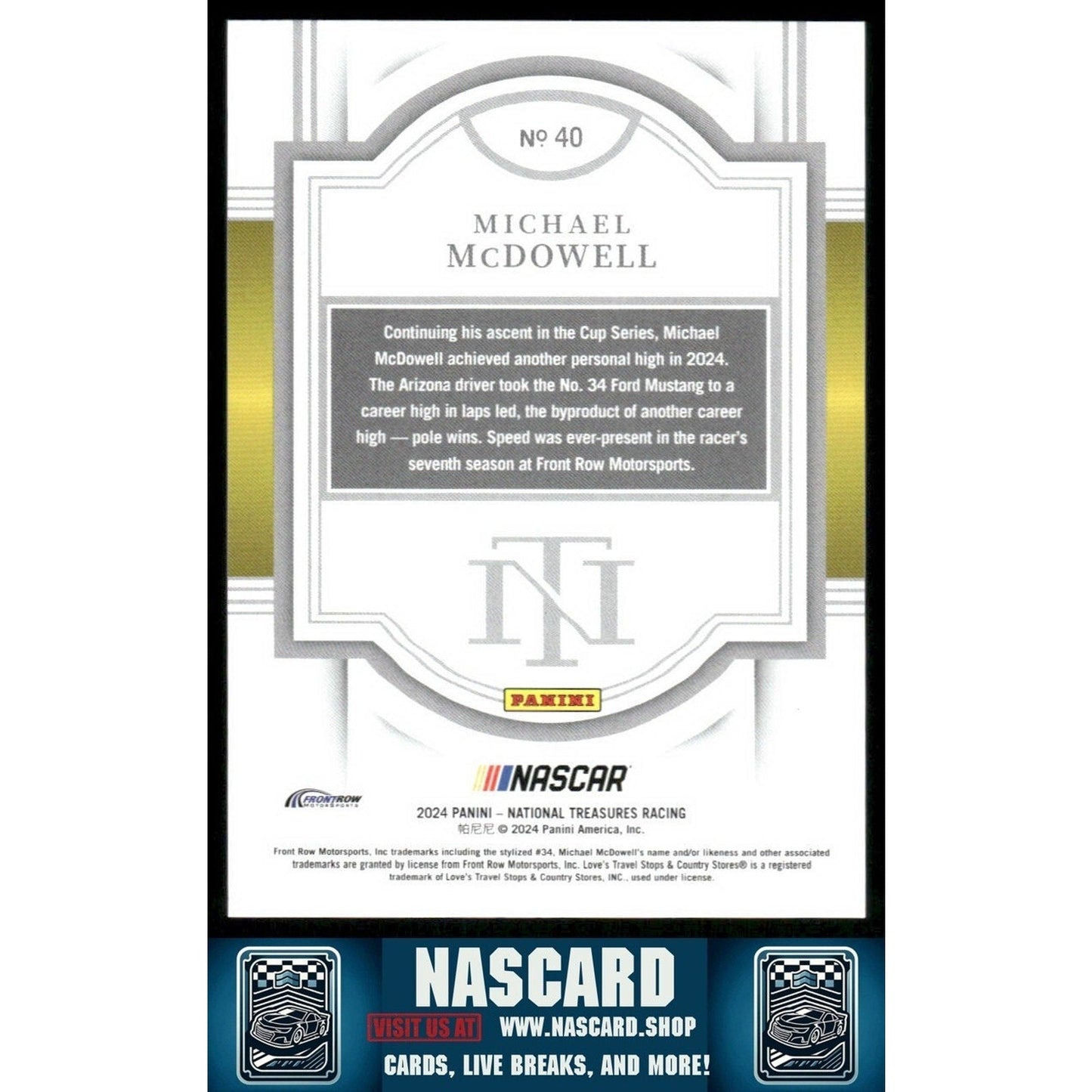 2024 National Treasures Base #40 Holo Silver Michael McDowell /25