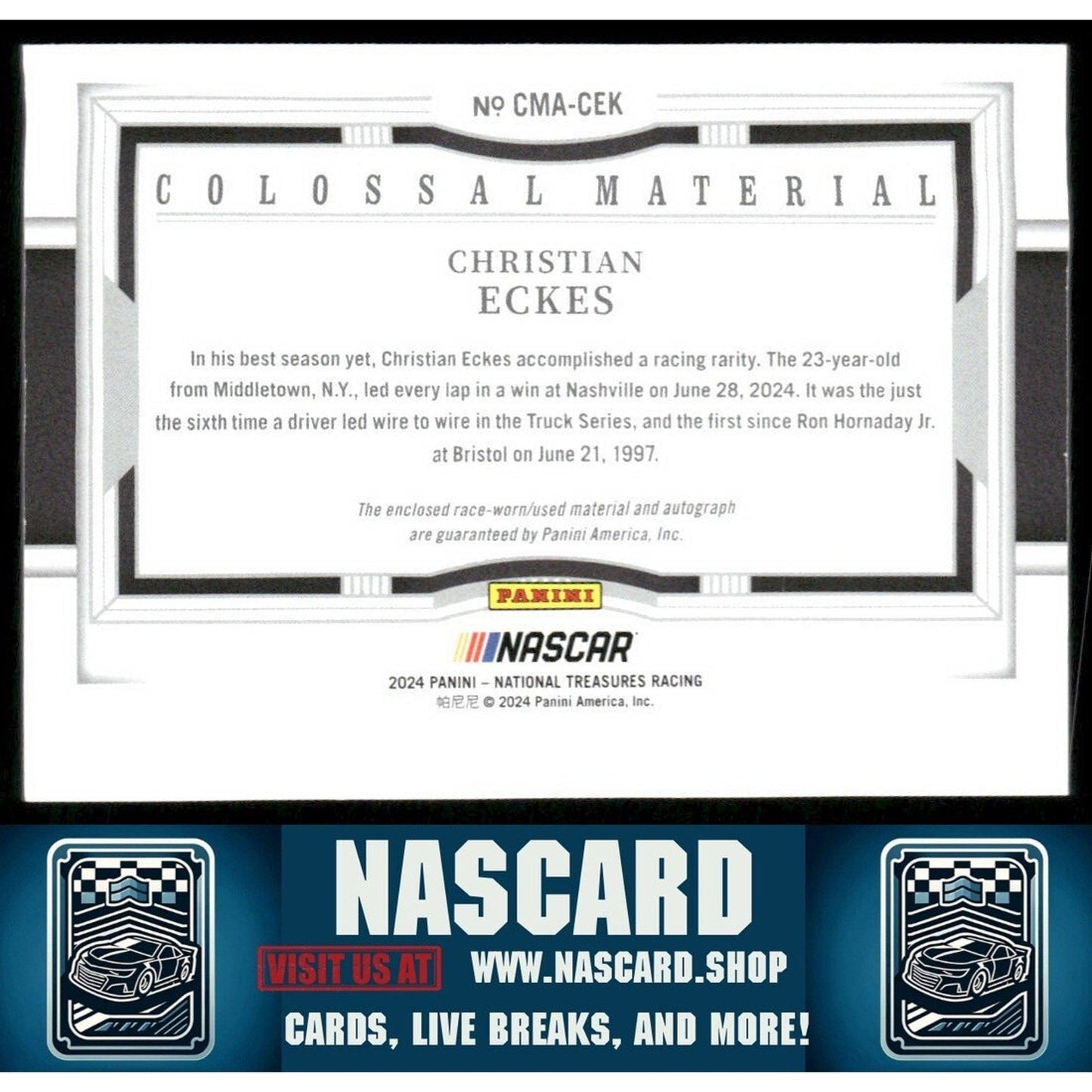 2024 National Treasures Colossal Material Signatures Christian Eckes /49