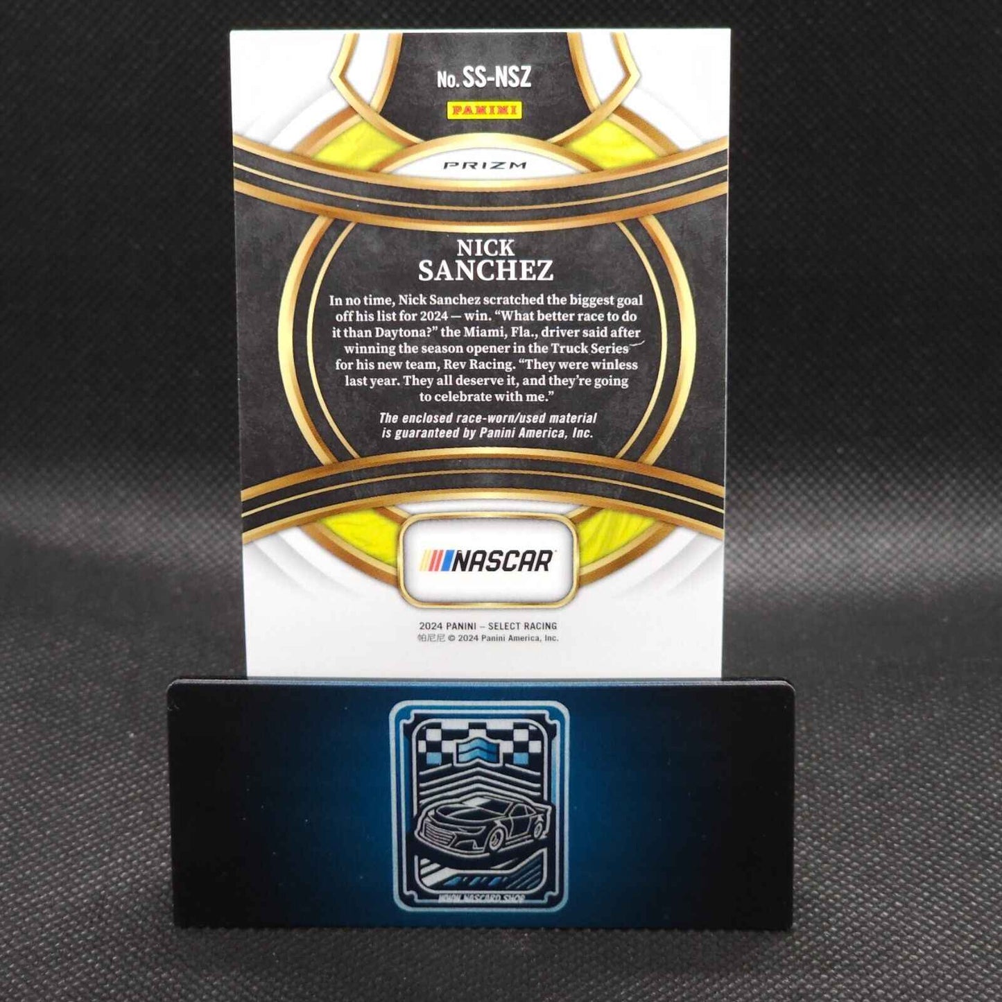 2024 Panini Select Racing Selective Swatches #SS-NSZ Nick Sanchez