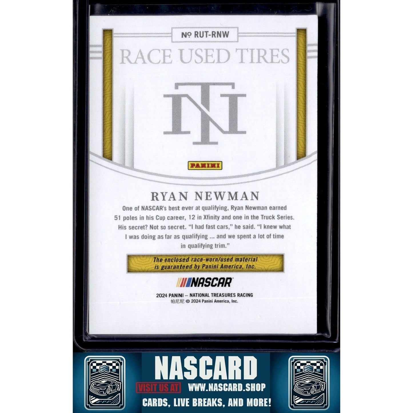 2024 Panini National Treasures #RUT-RNW Ryan Newman Race Used Tires Blue #/75