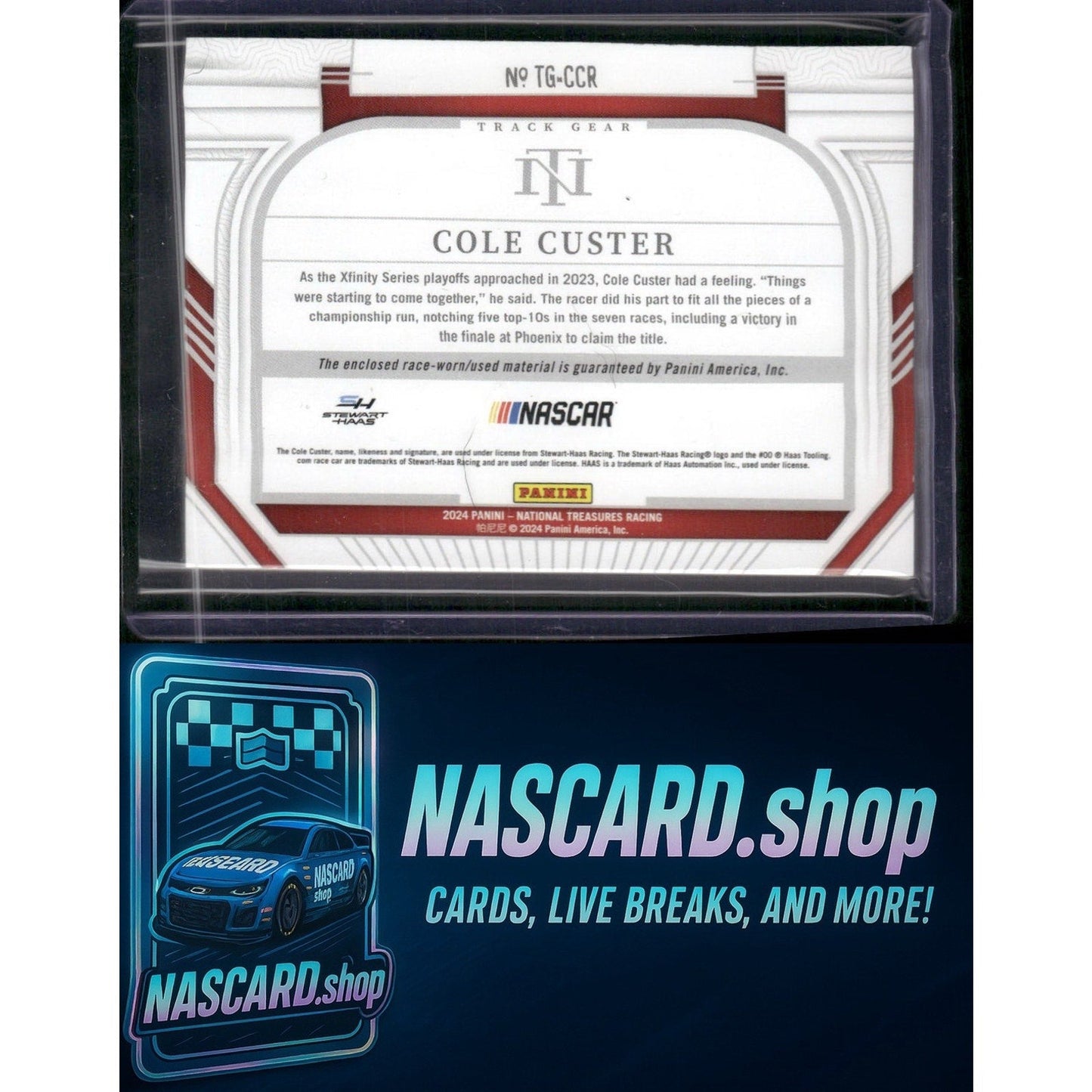 2024 Panini National Treasures #TG-CCR Cole Custer Track Gear Blue #/75