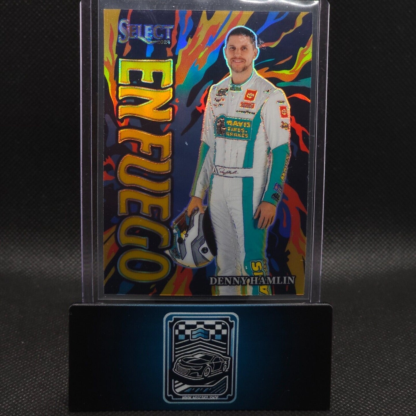 2024 Panini Select Racing En Fuego Gold Prizm #18 Denny Hamlin 10/10