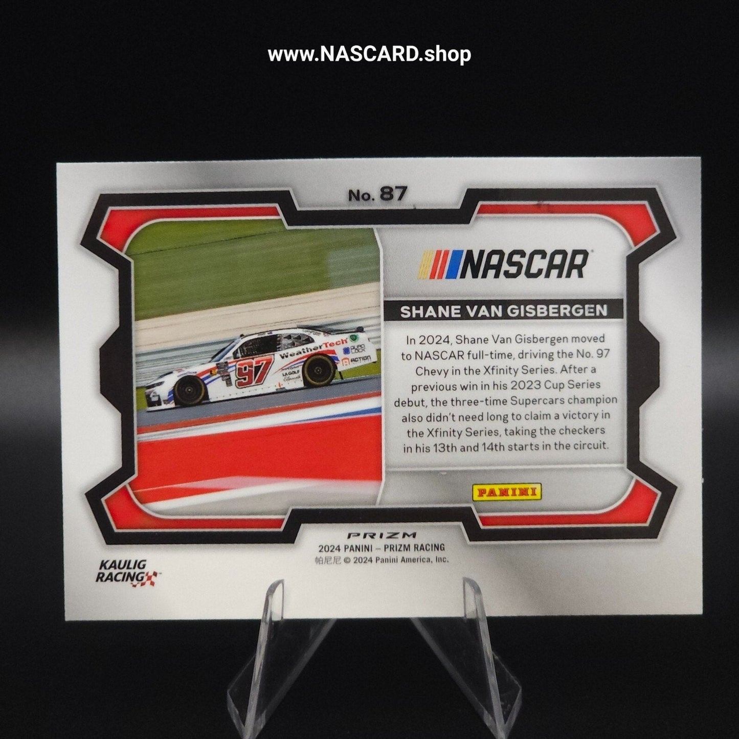 2024 Panini Prizm - Base Rides Shane Van Gisbergen #87 White Sparkle Prizm (RC)