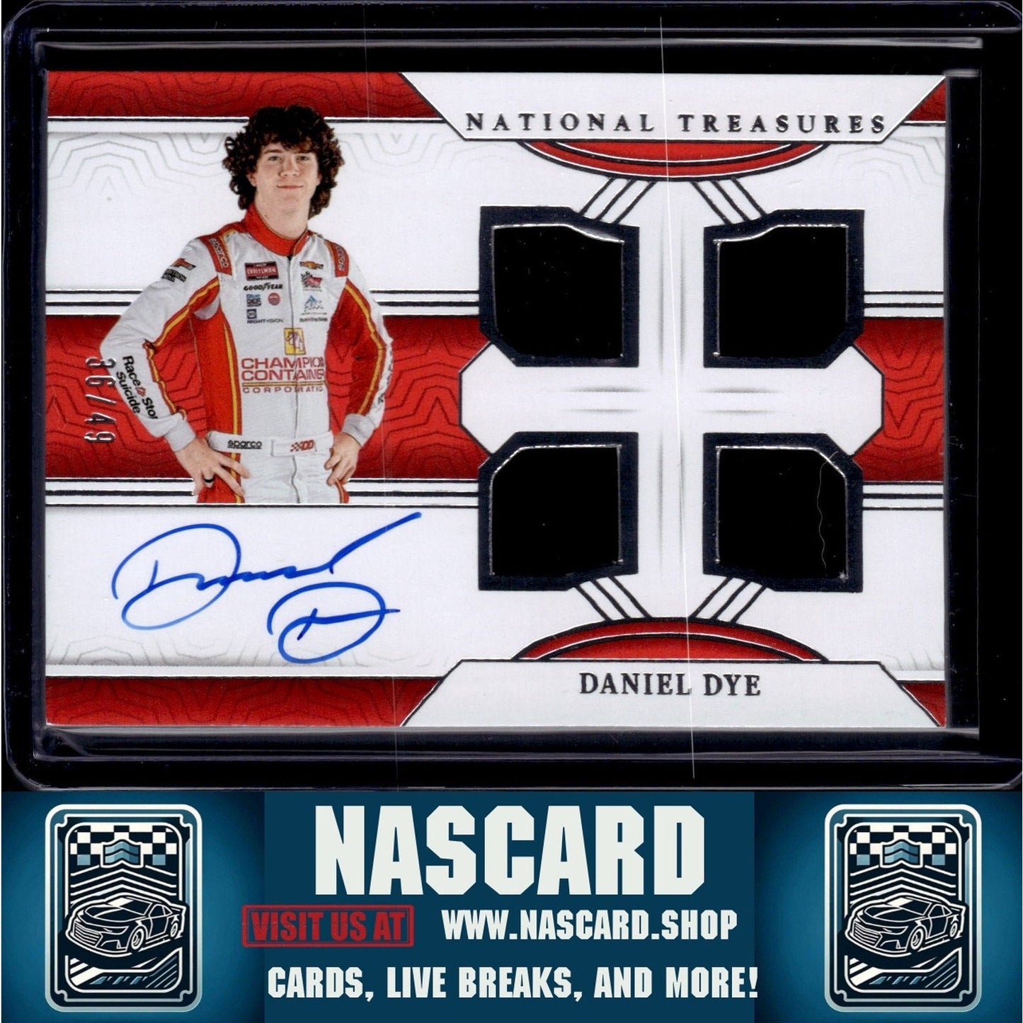 2024 Panini National Treasures #QRG-DDY Daniel Dye Quad Race Gear Graphs