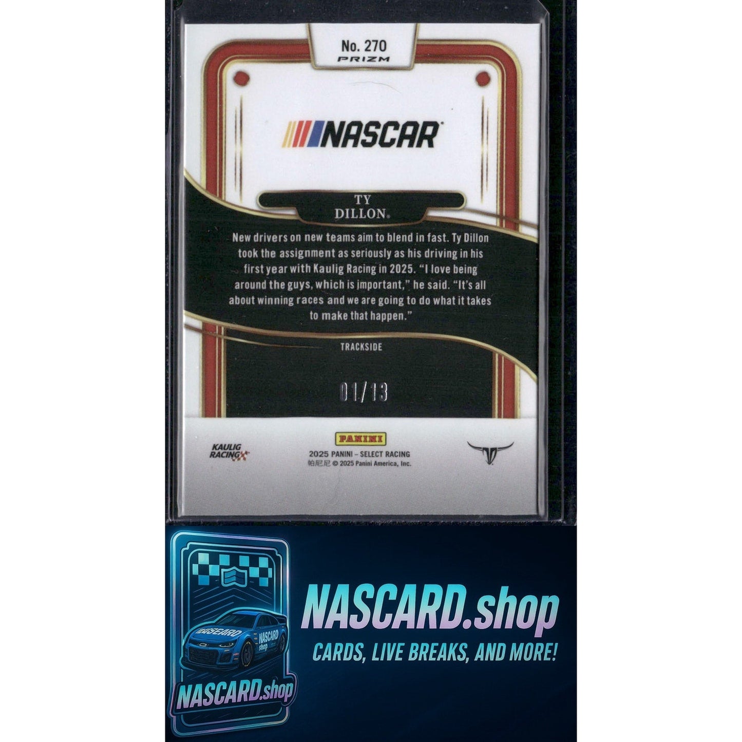 2025 Panini Select #270 Ty Dillon Gold Power Plaid #01/13