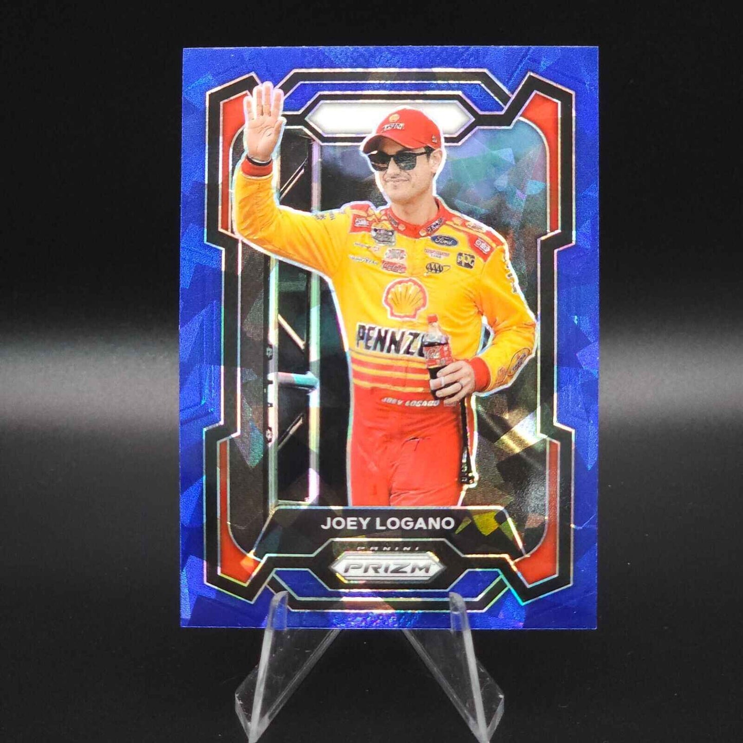 2024 Panini Prizm Racing Blue Cracked Ice #86 Joey Logano