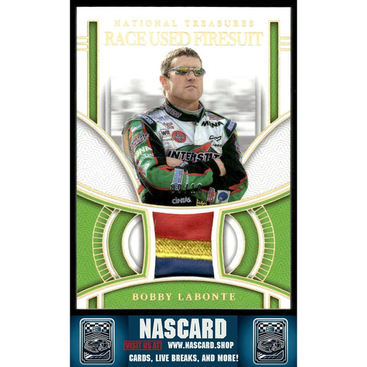 2024 Panini National Treasures Bobby Labonte Race Used Firesuit Holo Gold #/10