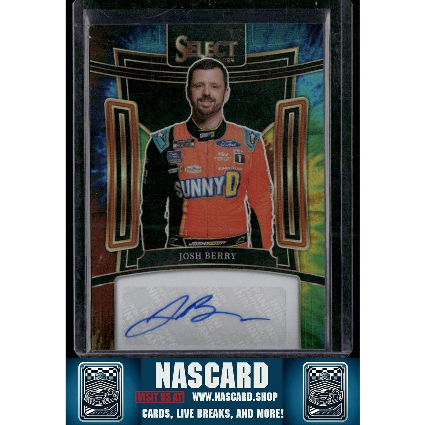 2024 Panini Select #S-JBY Josh Berry Signatures Tie-Dye Prizms #/25