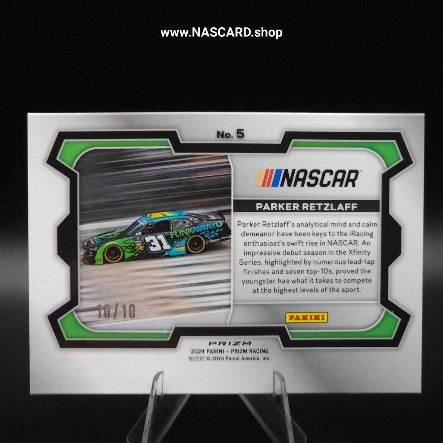 2024 Panini Prizm Racing Rides FOTL Blue Shimmer #9 Parker Retzlaff 10/10