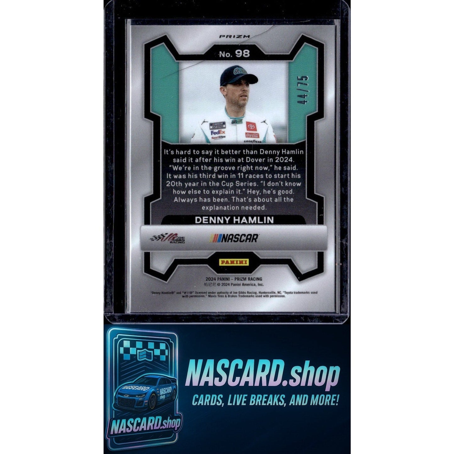 2024 Panini Prizm #98 Denny Hamlin Checkered Flag #/75