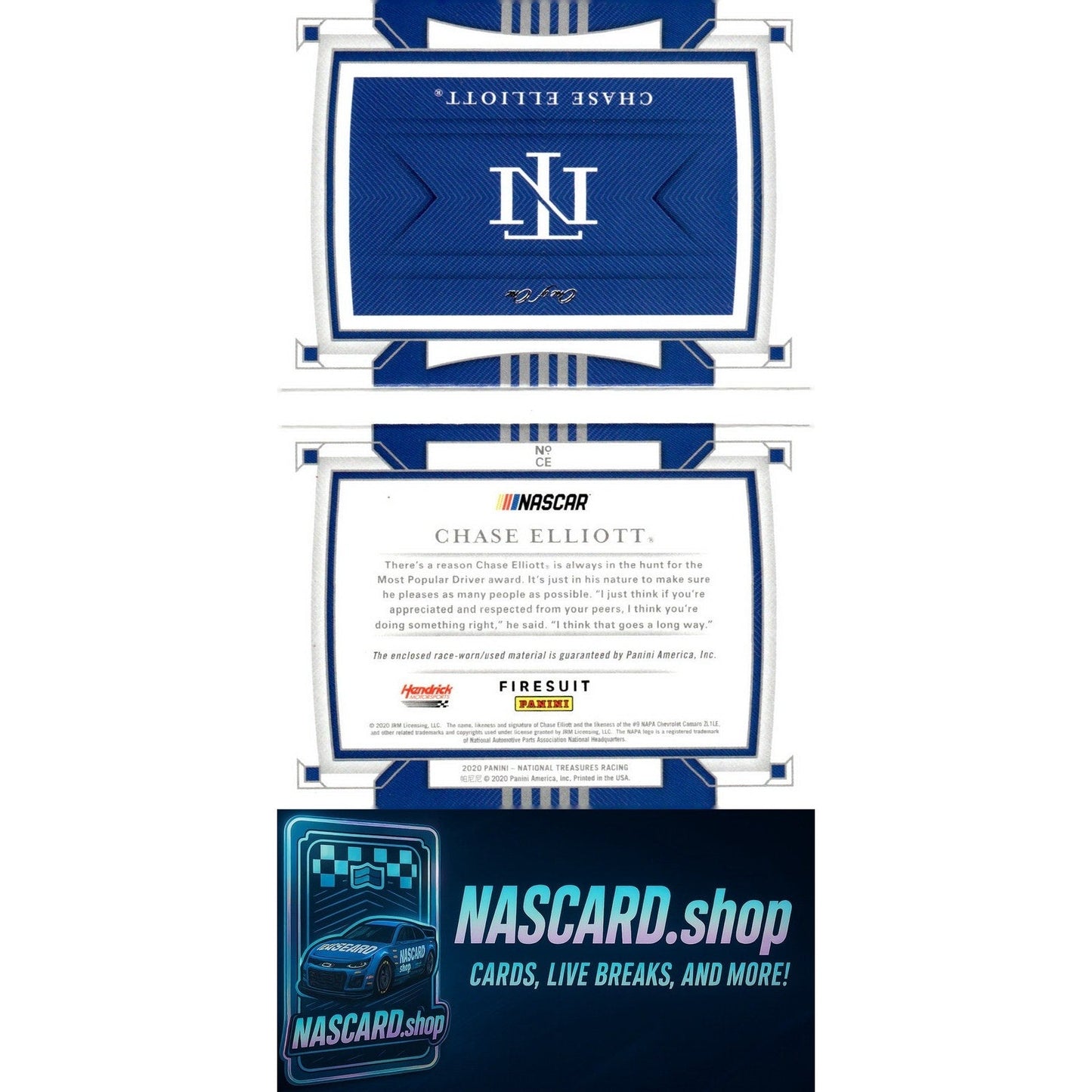 2020 National Treasures Chase Elliott Jumbo Patch Booklet Dual Goodyear #1/1