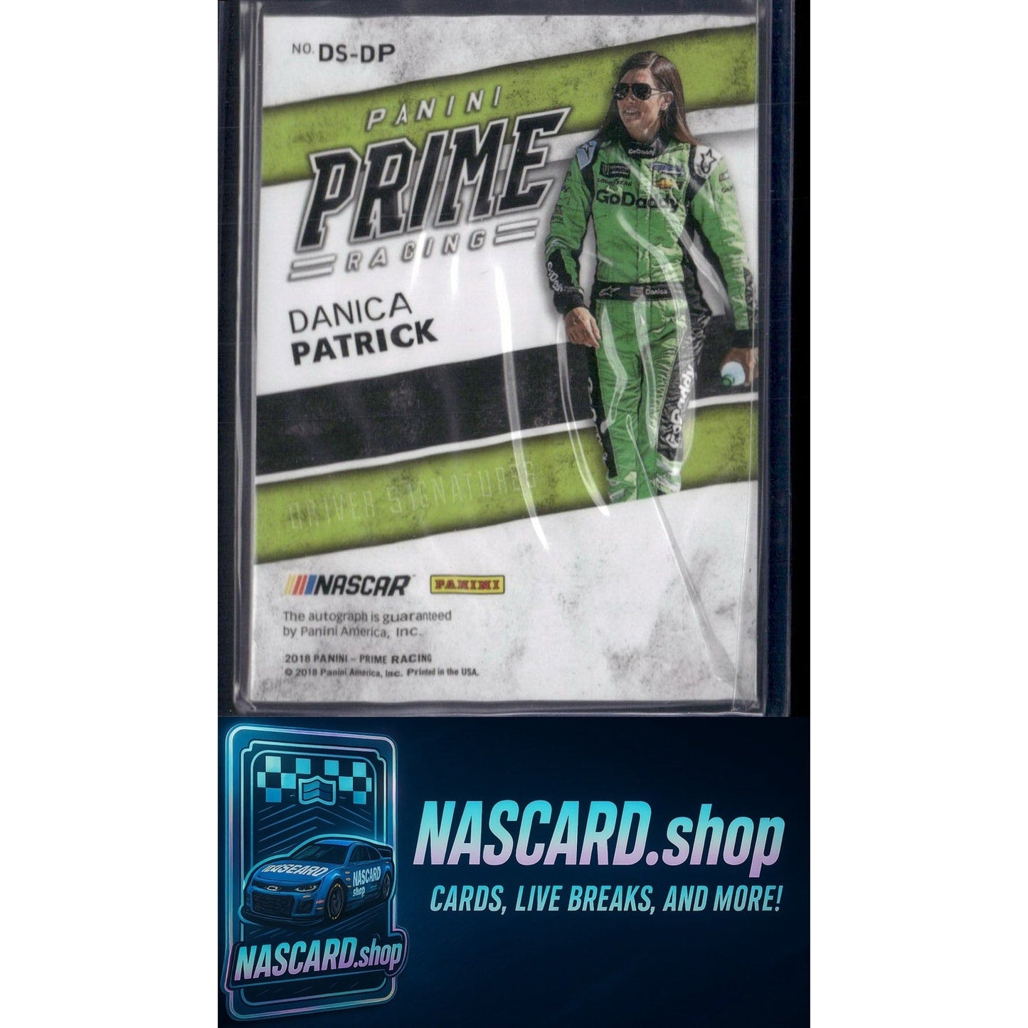 2018 Panini Prime #DS-DP Danica Patrick Driver Signatures Holo Gold #/10