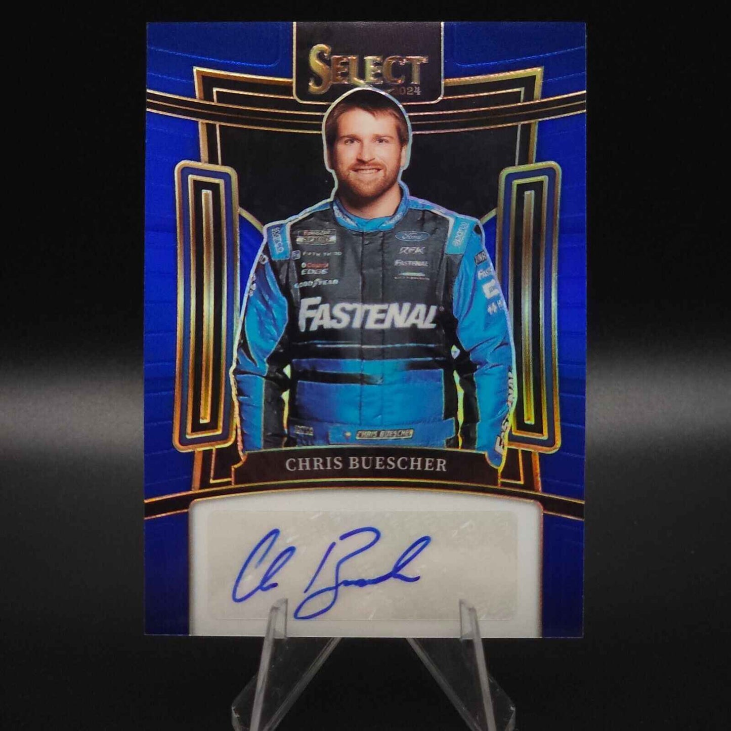 2024 Panini Select Racing Signatures Blue Prizm #S-CBC Chris Buescher /49