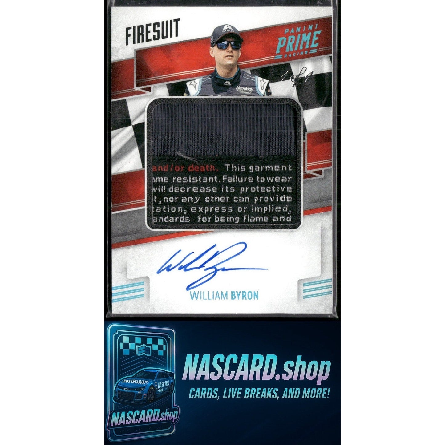 2019 Prime William Byron Jumbo Material Signatures Firesuit Platinum Blue 1/1