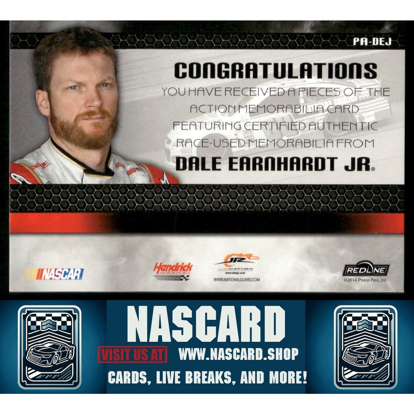 2014 Press Pass Redline Dale Earnhardt Jr. Pieces Of The Action Blue #01/10