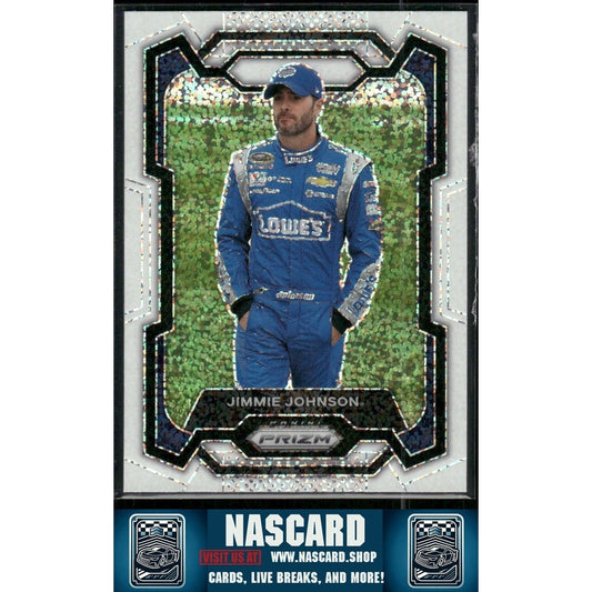2024 Panini Prizm Racing #18 Jimmie Johnson White Sparkle Prizm