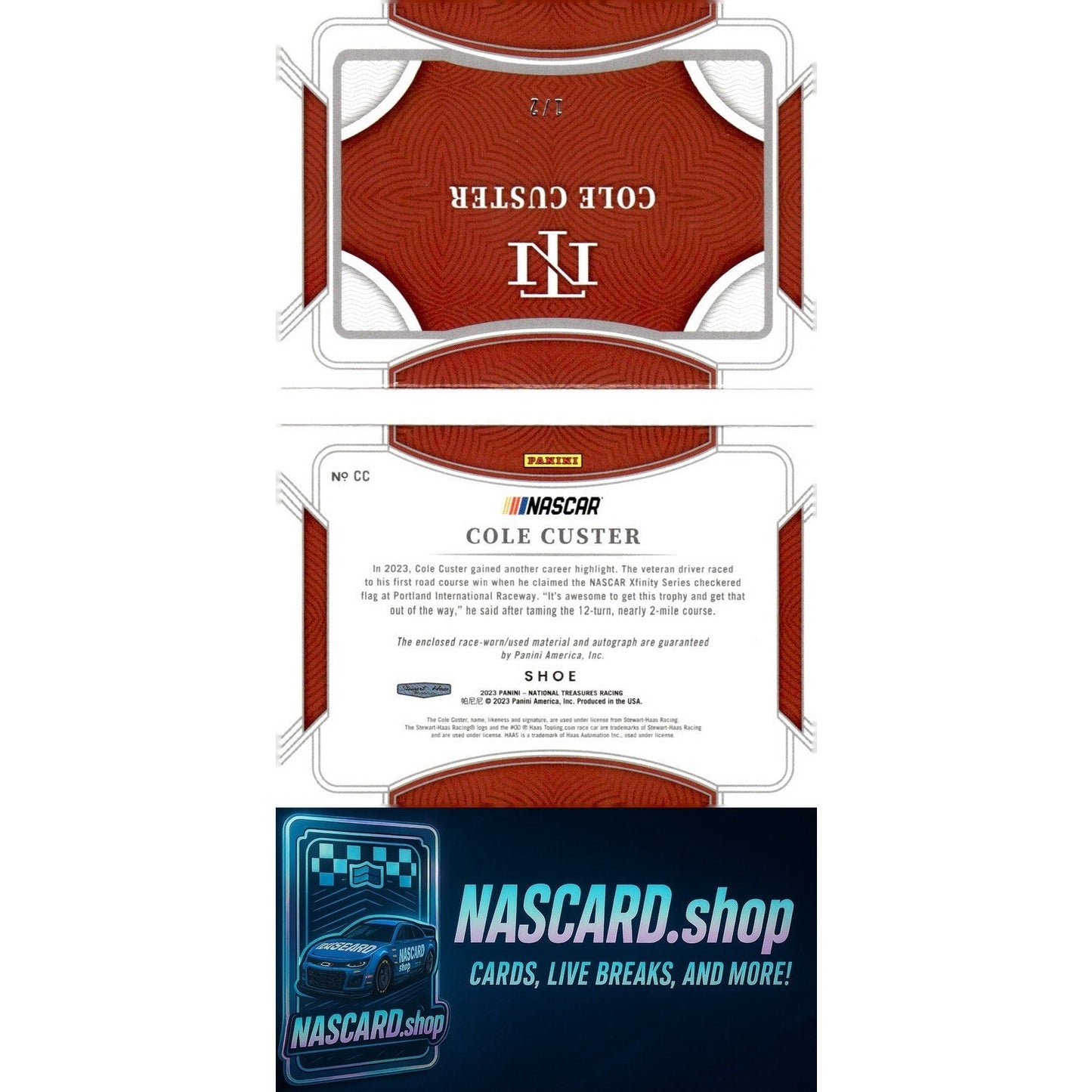 2023 National Treasures Cole Custer Jumbo Shoe Strap Signature Booklet #/2