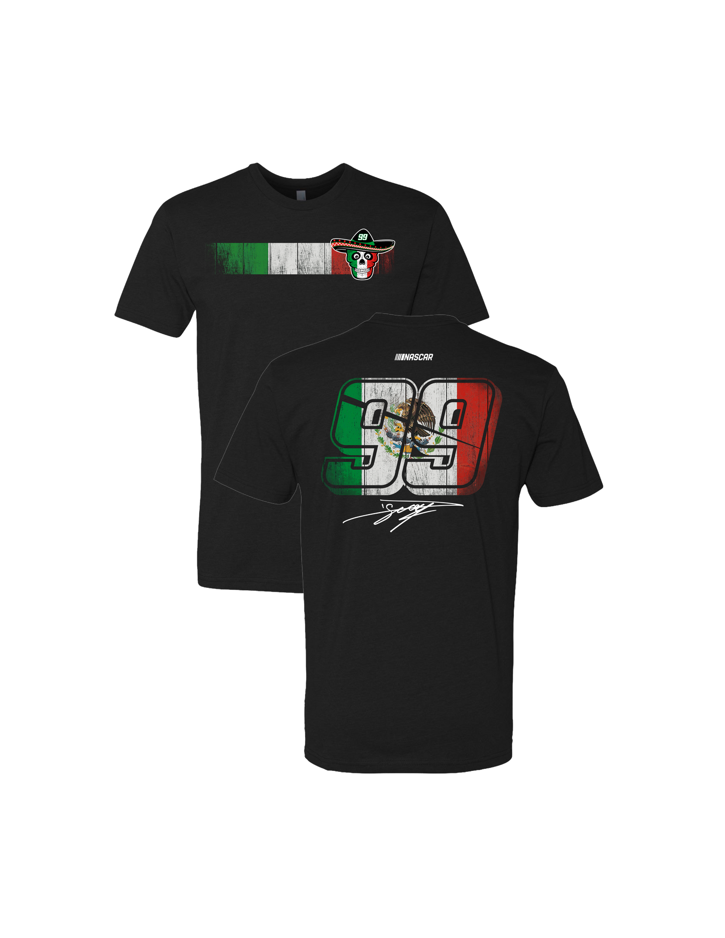 Daniel Suárez #99 Mexican Flag #99 Black T-Shirt