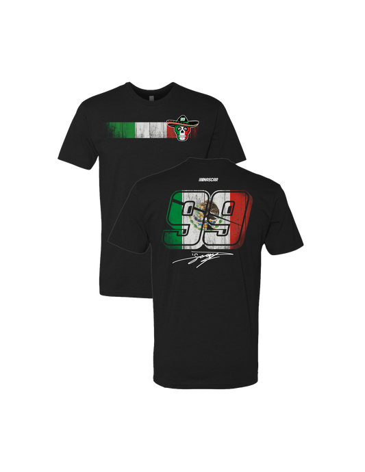 Daniel Suárez #99 Mexican Flag #99 Black T-Shirt