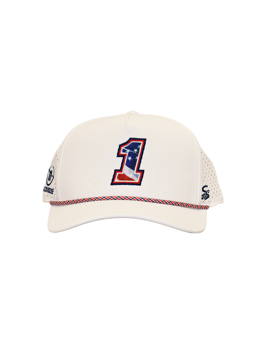 Ross Chastain #1 Americana White Rope Snapback Hat
