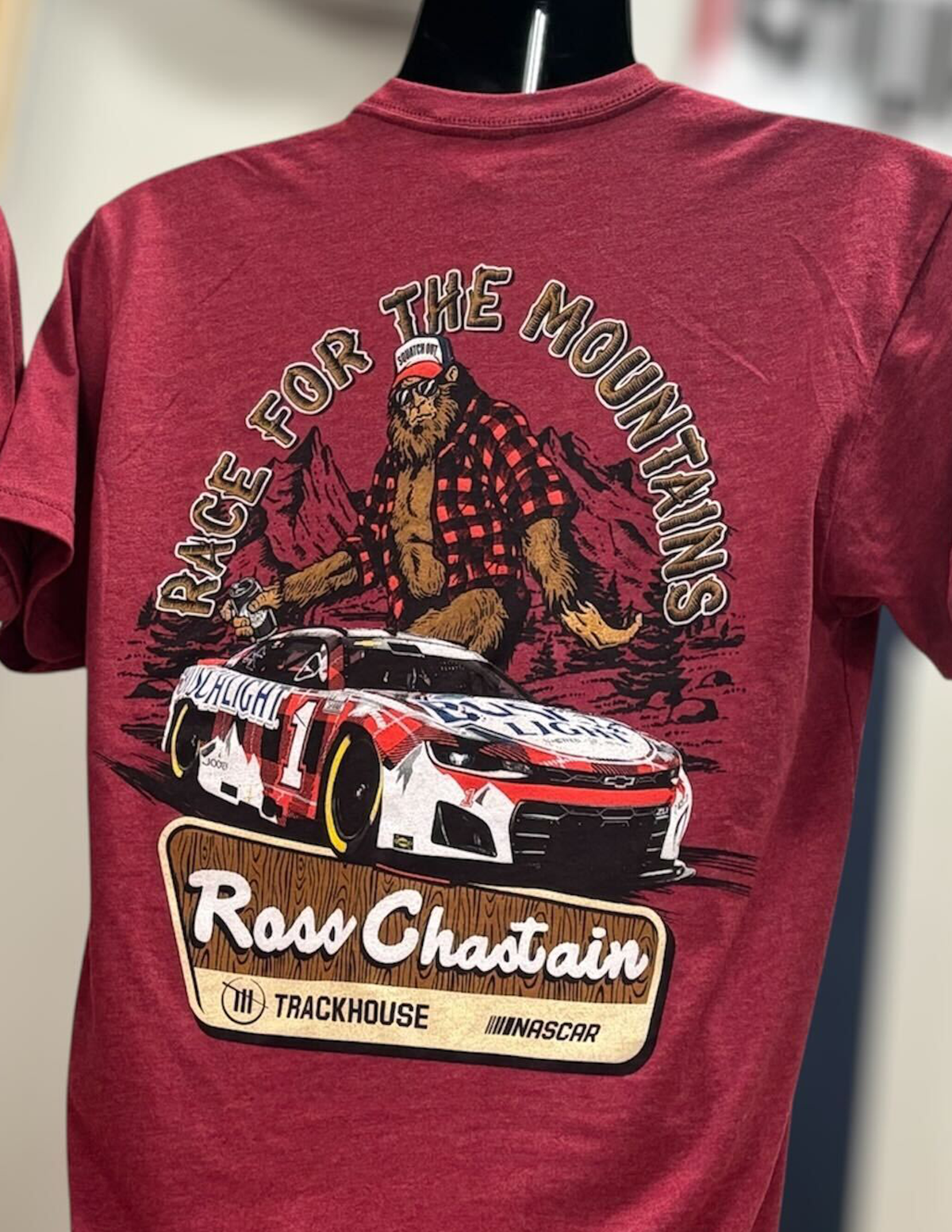 Ross Chastain #1 Busch Light Flannel Sasquatch T-Shirt