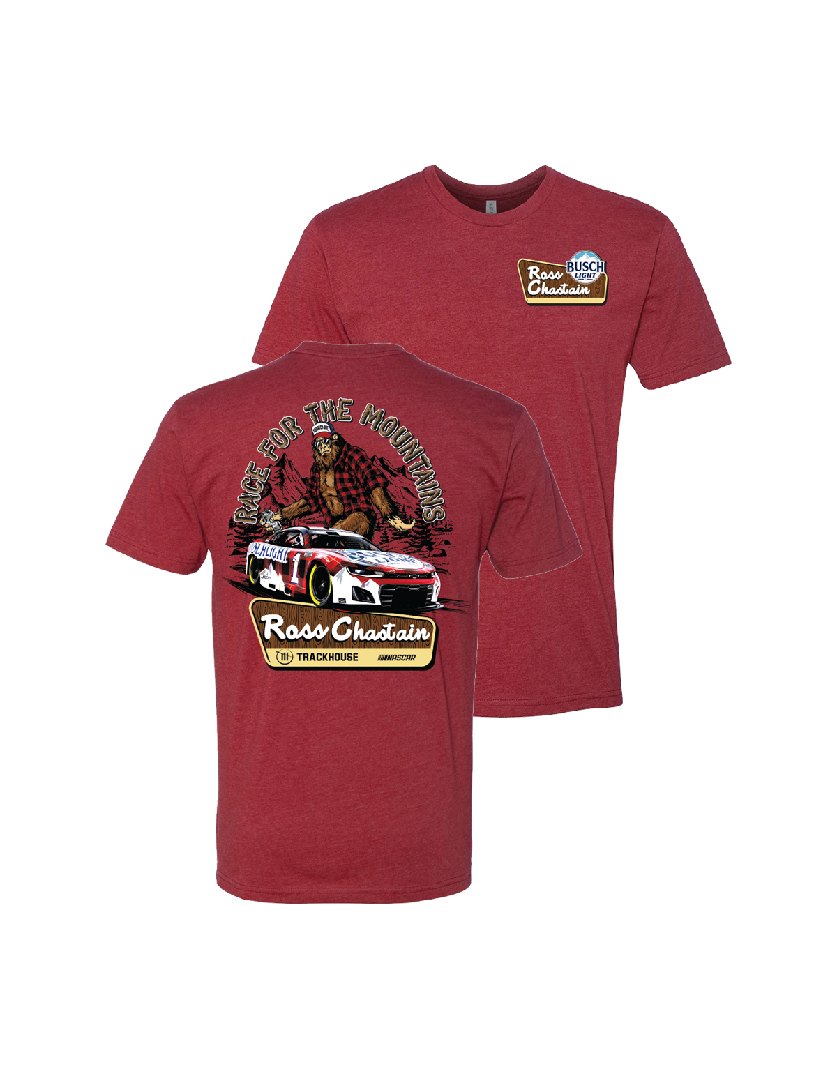 Ross Chastain #1 Busch Light Flannel Sasquatch T-Shirt