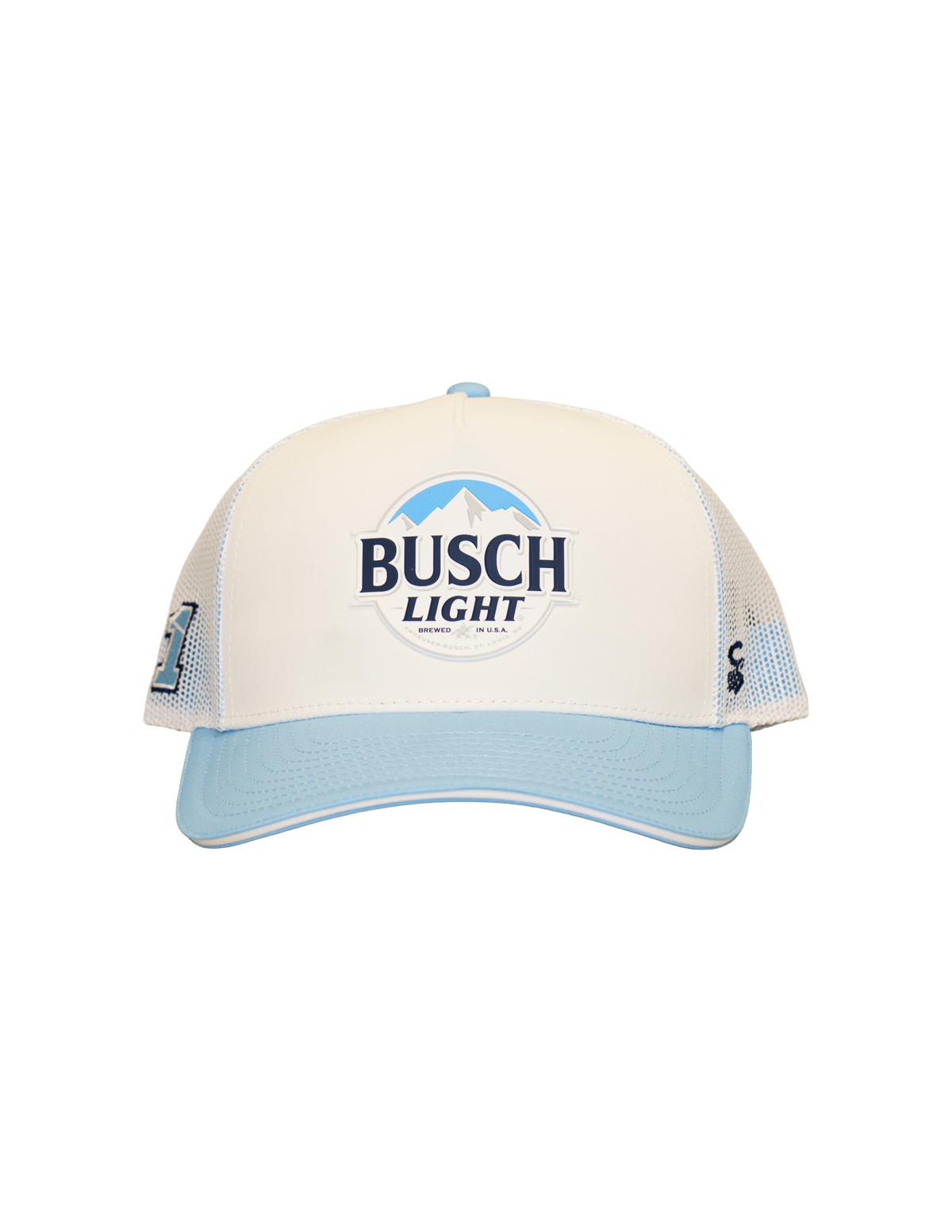 Ross Chastain #1 Busch Light White/Blue Mesh Snapback Hat