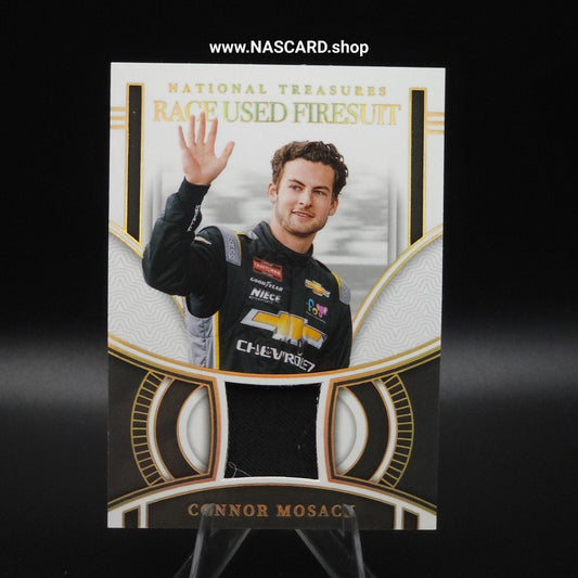 2024 National Treasures Race Used Firesuit Holo Gold Connor Mosack /10