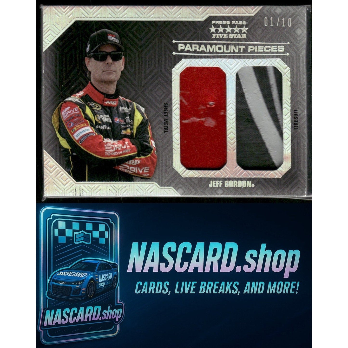 2010 Press Pass Five Star #PP-JG Jeff Gordon Paramount Pieces Holofoil #01/10