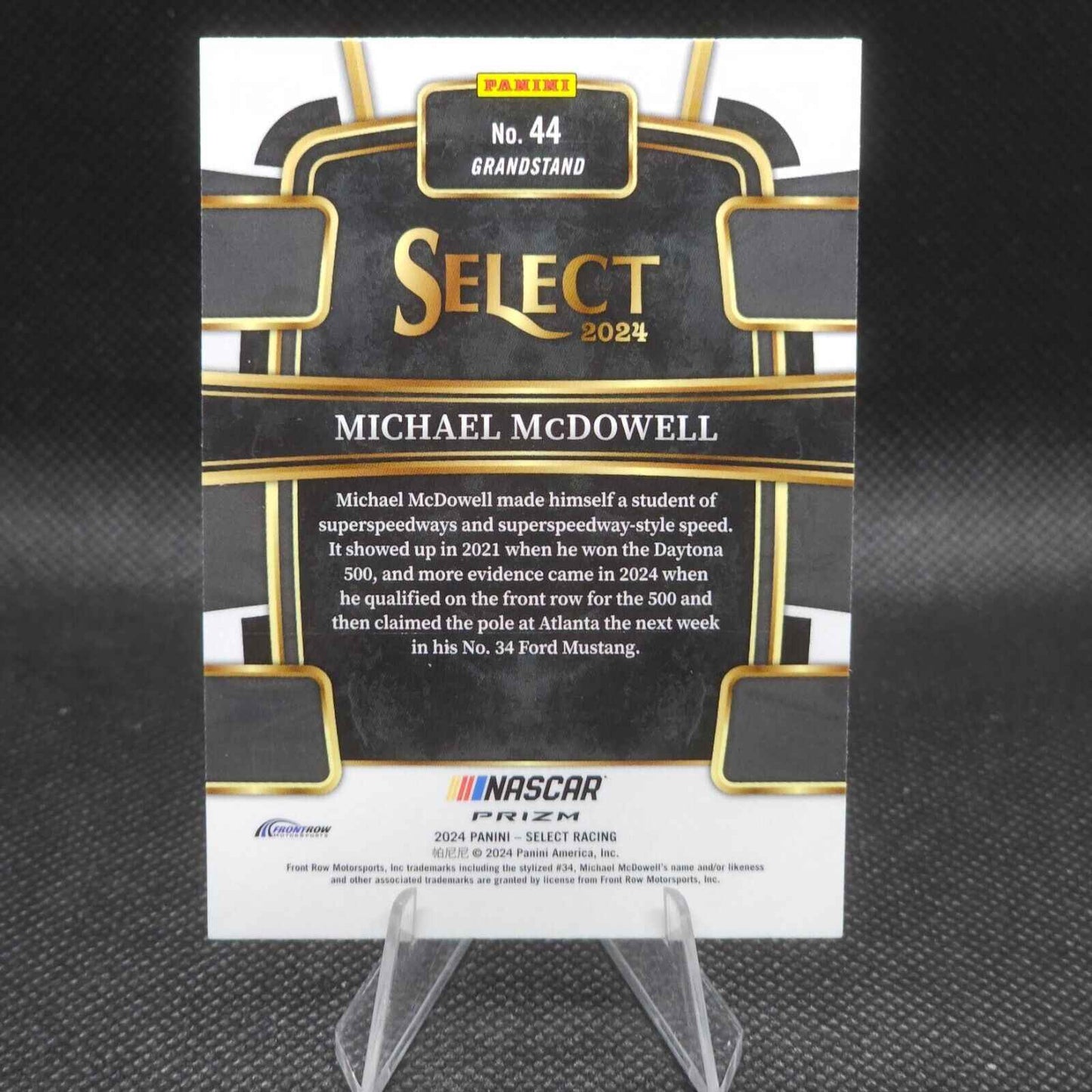 2024 Panini Select Racing Grandstand Orange Flash Prizm #44 Michael McDowell
