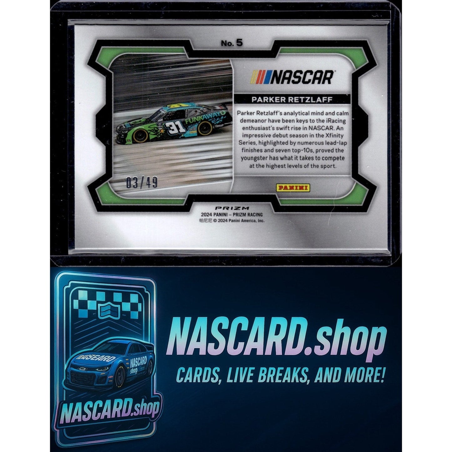 2024 Panini Prizm #5 Parker Retzlaff Carolina Blue #/49