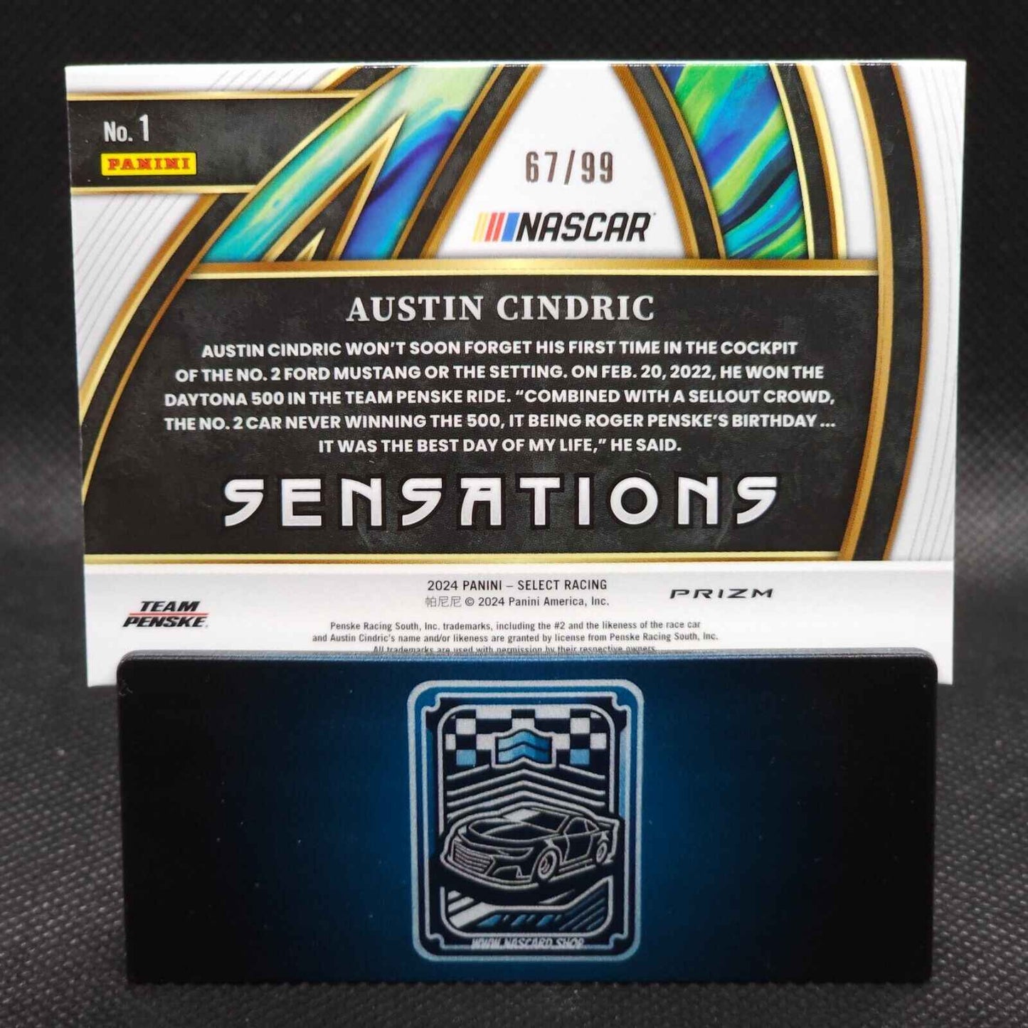 2024 Panini Select Racing Sensations Red Prizm #1 Austin Cindric 67/99