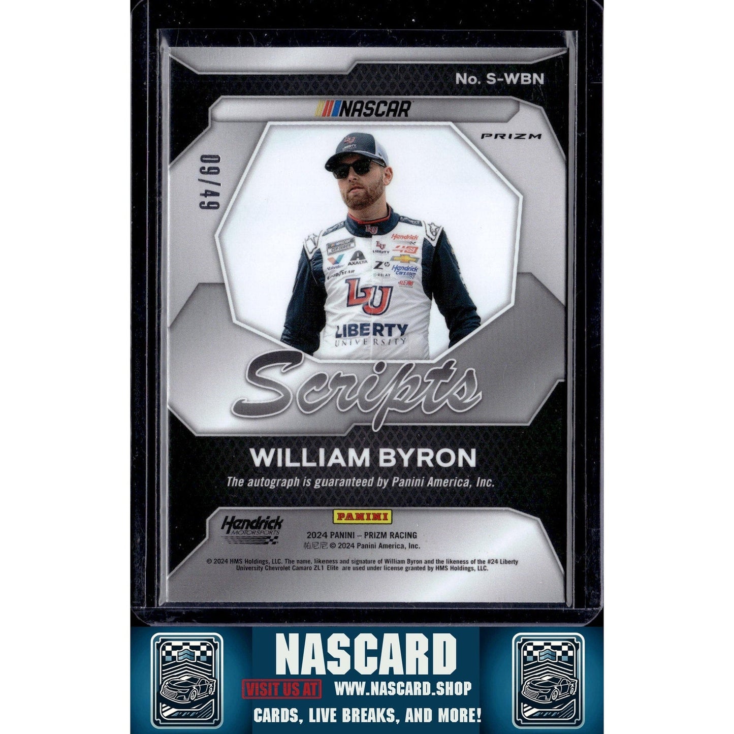 2024 Panini Prizm #S-WBN William Byron Scripts Blue #/49