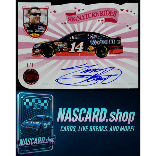 2013 Press Pass Fanfare #SR-TS Tony Stewart Signature Rides Autographs Red #1/1