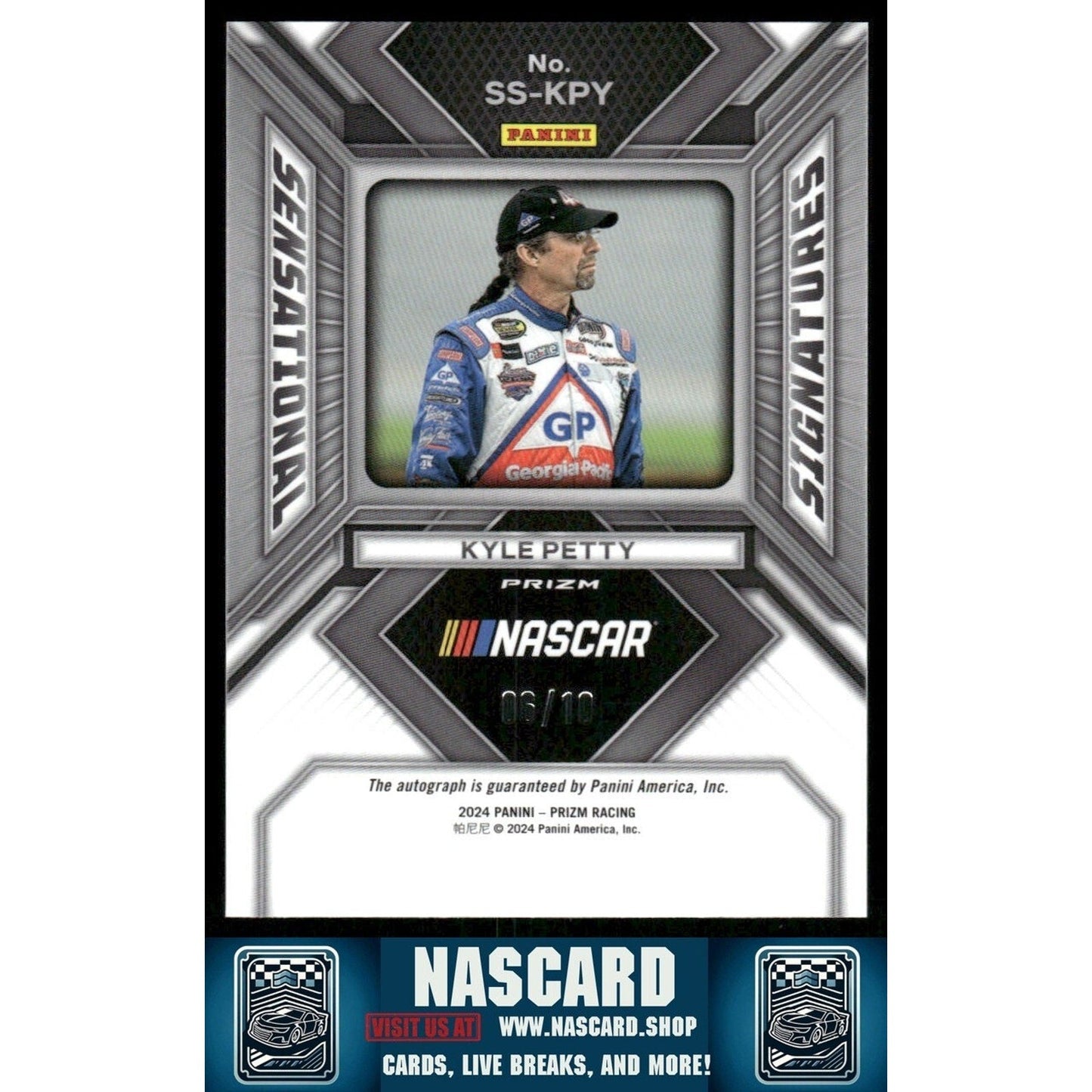 2024 Panini Prizm - Sensational Signatures Kyle Petty Green Pulsar Prizm /10