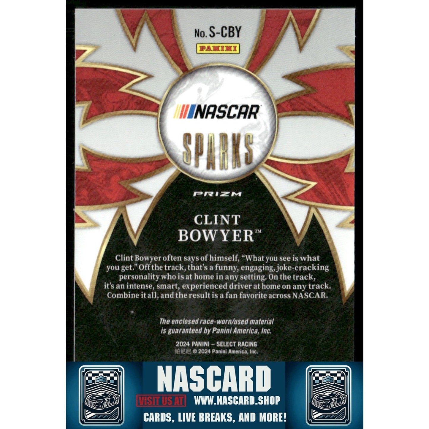 2024 Panini Select #S-CBY Clint Bowyer Sparks Flash Prizms