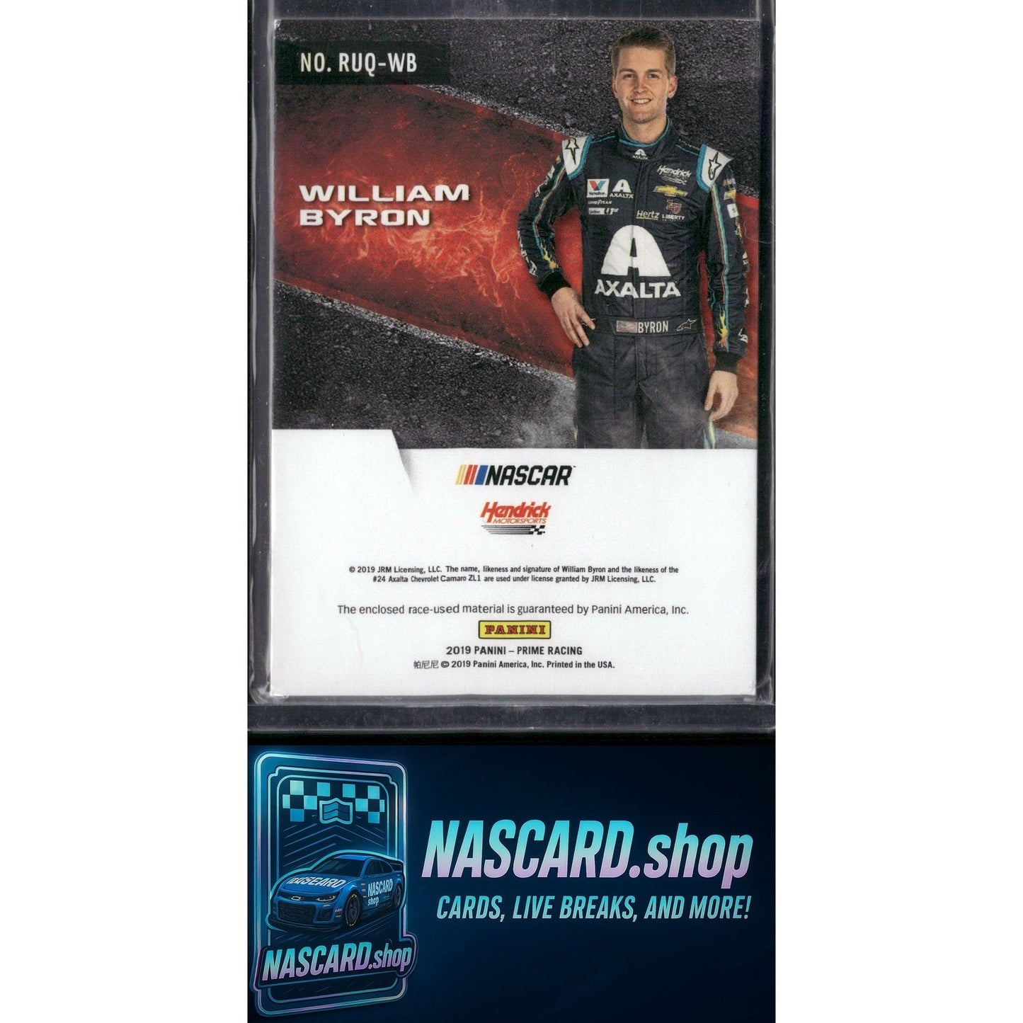 2019 Panini Prime William Byron Race Used Quads Firesuits Laundry Tags 1/1