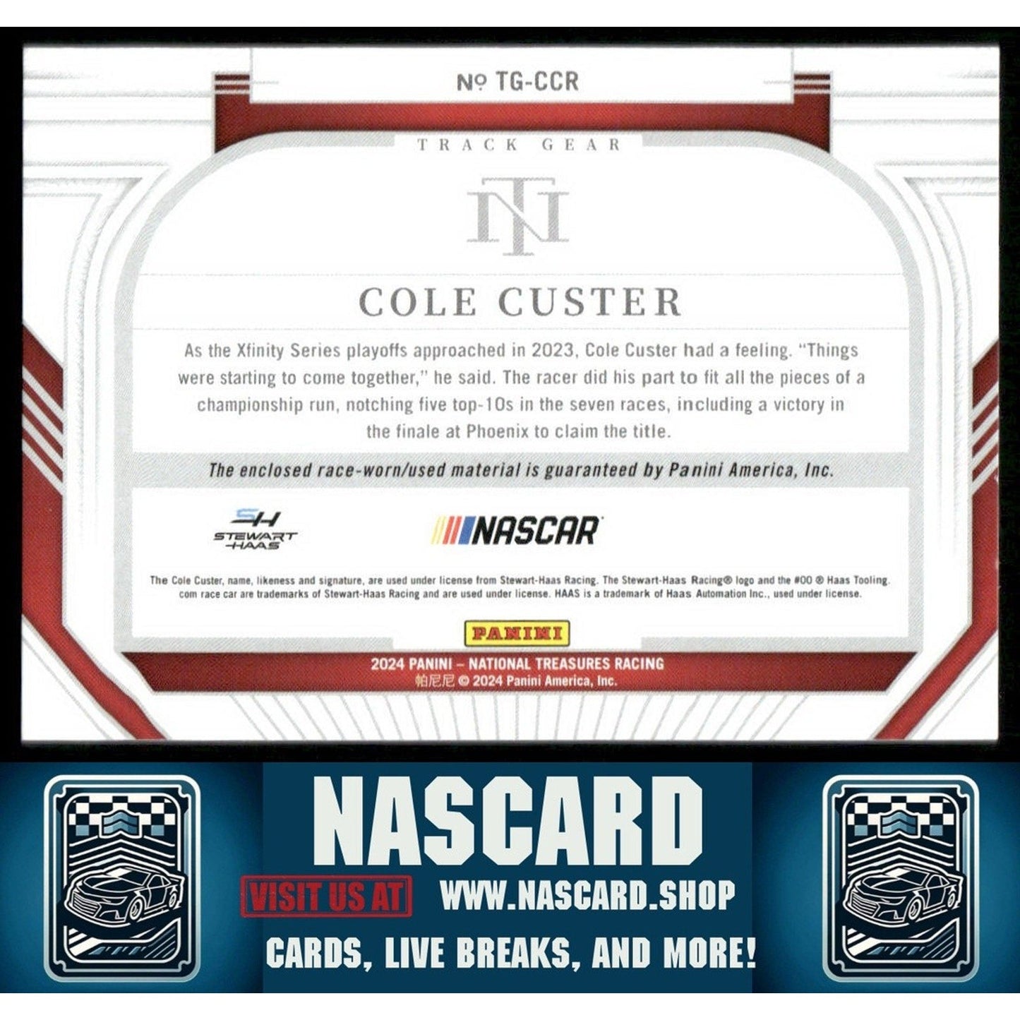 2024 Panini National Treasures #TG-CCR Cole Custer Track Gear Holo Silver