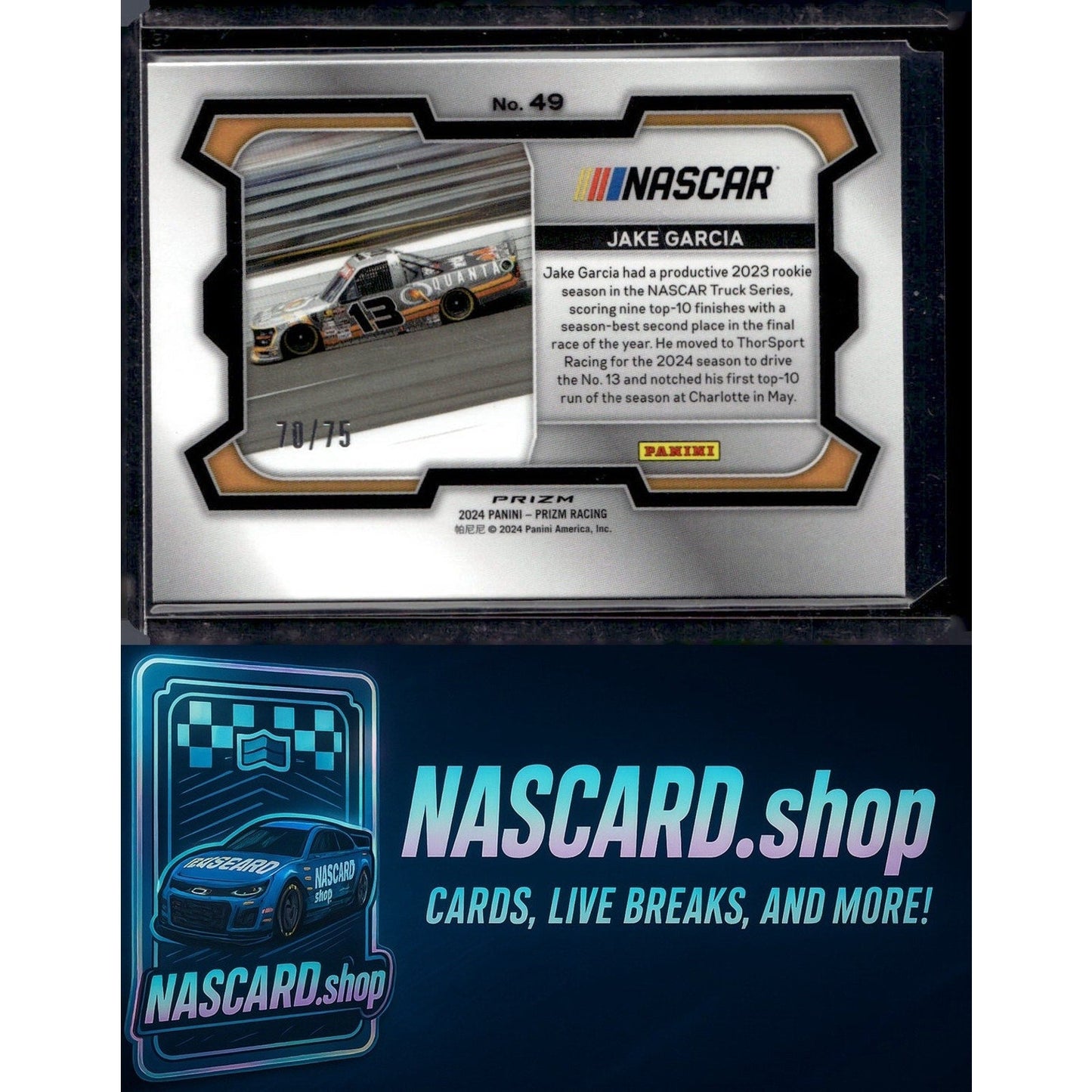 2024 Panini Prizm #49 Jake Garcia Checkered Flag #/75