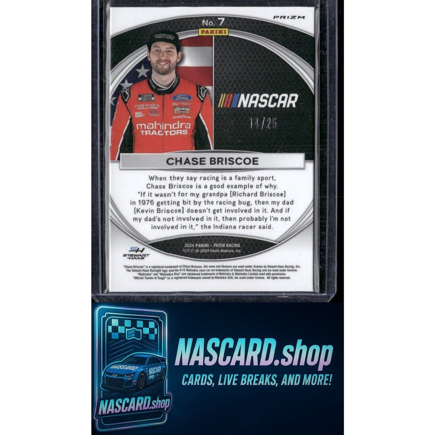 2024 Panini Prizm #7 Chase Briscoe National Pride Green Pulsar #14/25